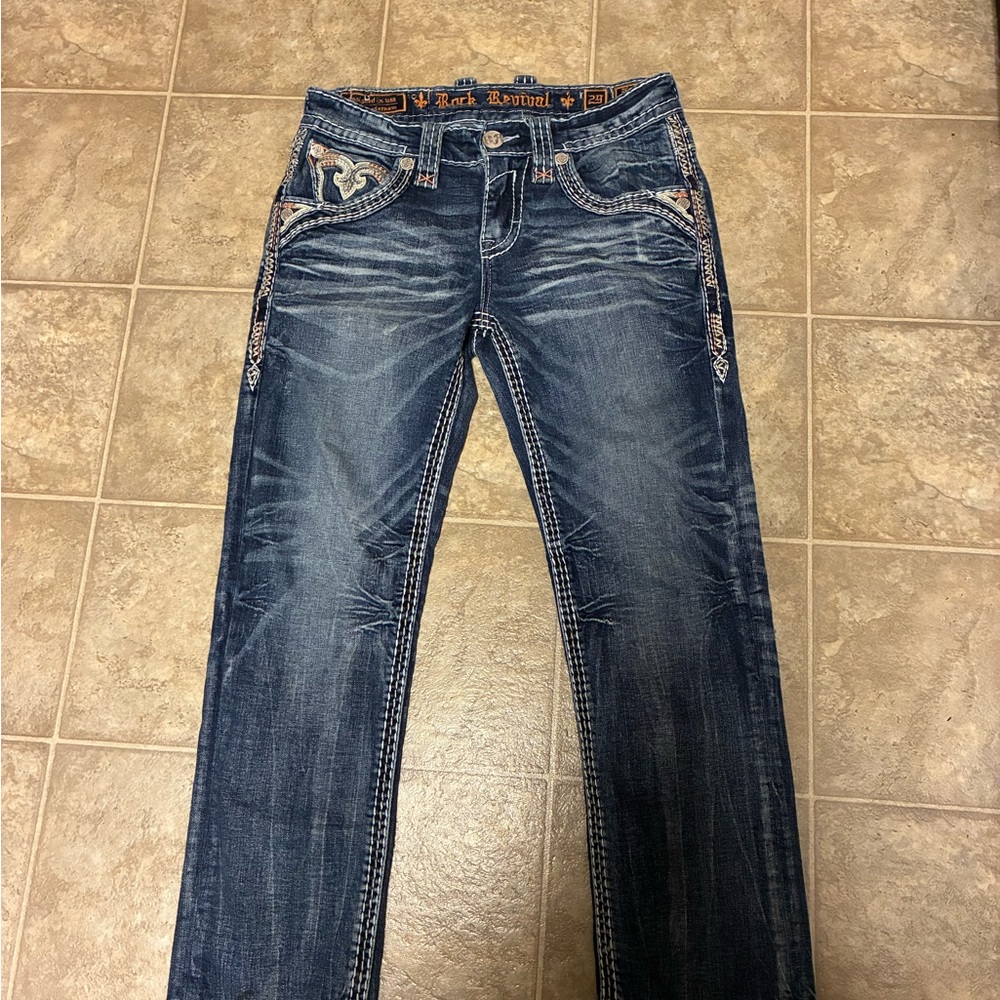 Rock Revival Men's Dark Blue Straight Jeans